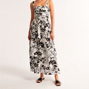 Floral Black and White Women's Dress